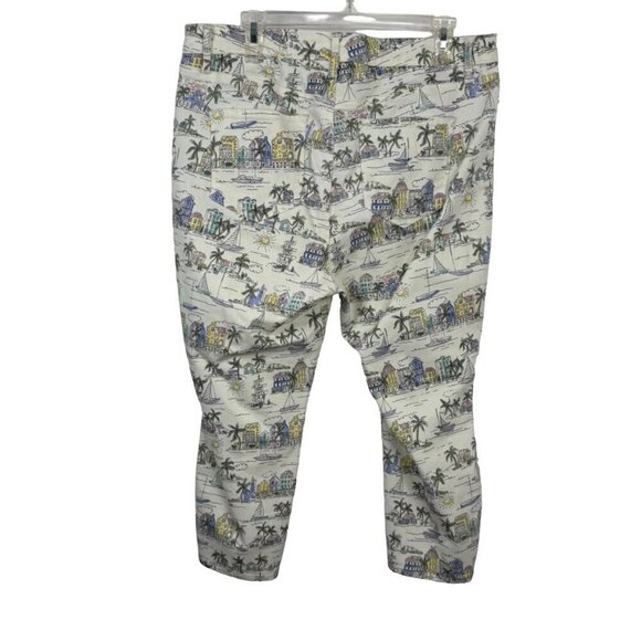 Talbots Jegging Crop Tropical Printed Beach Denim Ankle Pants Size 16P - Picture 4 of 10